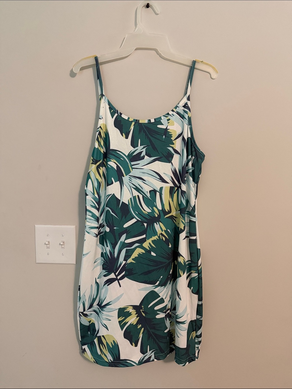 SHEIN Green Tropical Leaf Slip Mini Dress